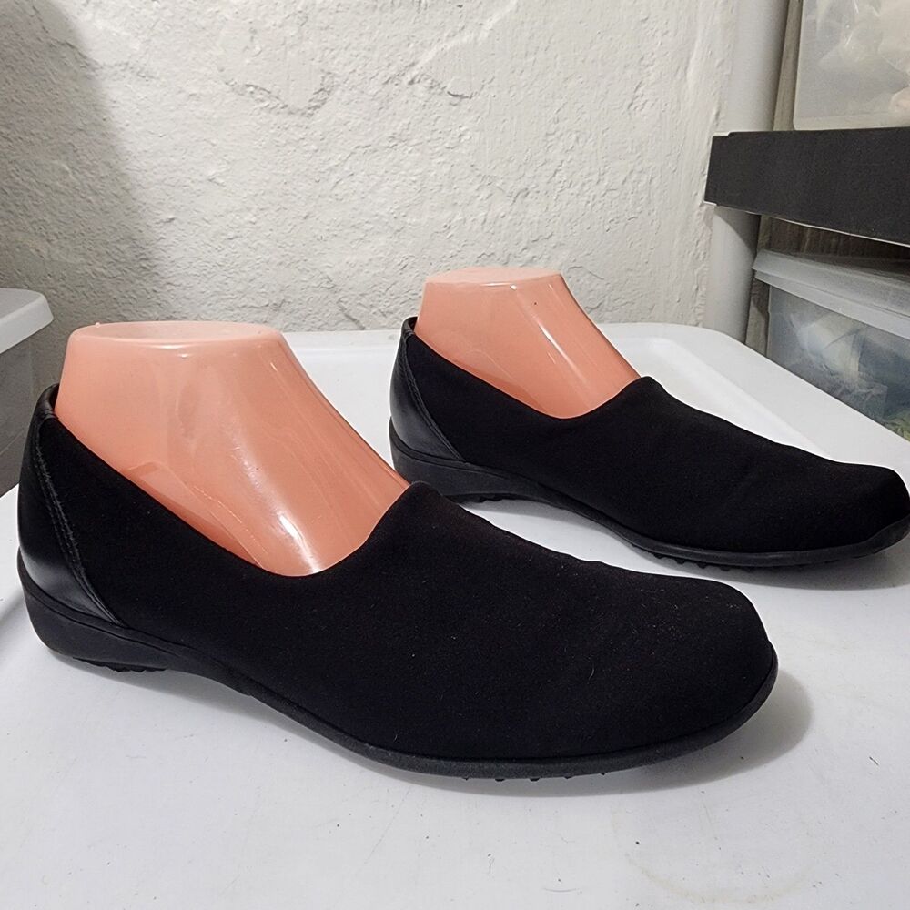 Nordstrom Munro Microfiber Traveler Slip-on Flat Loafer Black 7.5 Wide Comfort